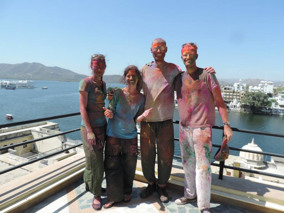 India Someday Guests posing after enjoying Holi celebrations in Udaipur