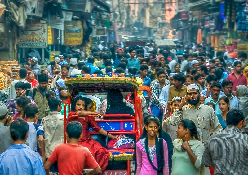 Vibrant crowded Old Delhi