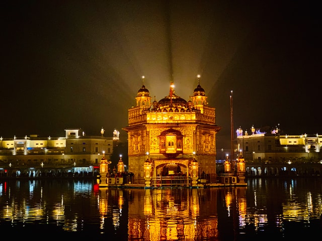 Spiritual presence, Golden temple lit up at night