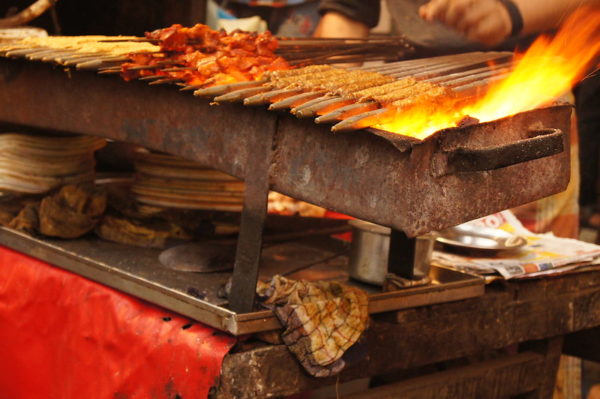 Seekh Kebab at Old Delhi, Street food in Delhi