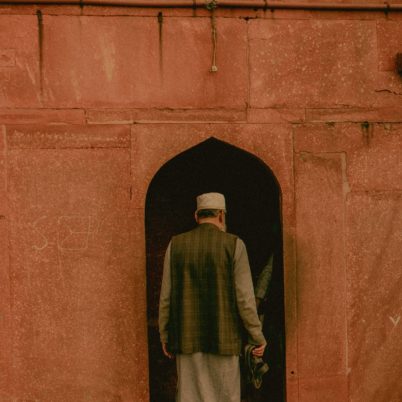 Man entering Jama Masjid Delhi